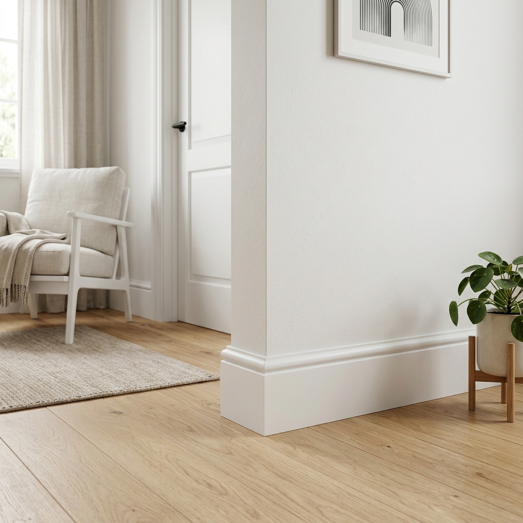 white baseboard in modern interior room